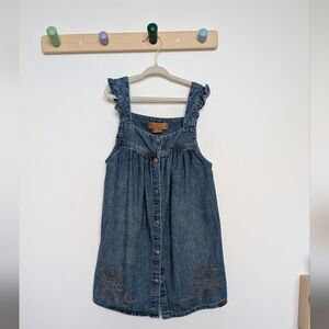 8A- SOURIS-MINI- Cottage Girl Embroidered Denim Button-Front Dress - Blue
